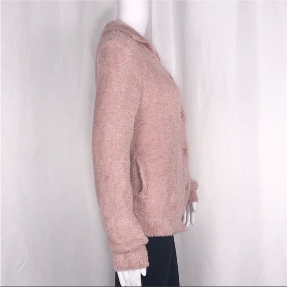 Susina Pink Adobe Soft Teddy Fleece Collared Button Down Cardigan Sweater SzXS - Picture 8 of 16